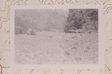 Mescal pit on Shiva Saddle.  Backpack at left gives scale