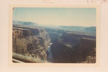 Upriver from about Mile 170. The Dome at left and Mt. Sinyala in the distance. Flatiron Butte right of center