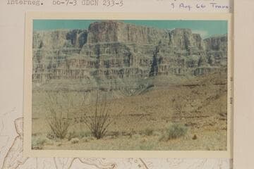 The route used by Ervin in 1931 to climb through the Redwall is right of center