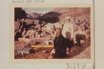 Visitors at the Wilding camp at 217 Mile Rapid: Jacque Lindsley and Fran Belknap