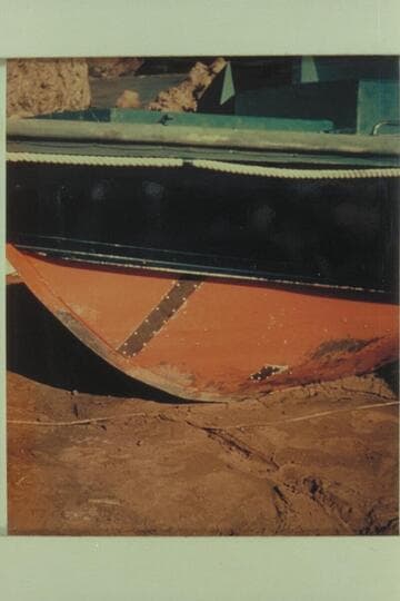 The patches put on the bow of the "Cactus".  Camp at Travertine Creek.  [Two additional patches were added the next morning]