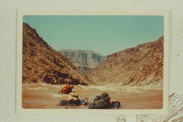 Diamond Creek Rapid.  Bill Mooz ahead; then Liz and John