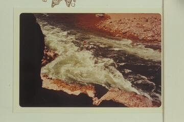 Run of Gneiss Canyon Rapid in Sportyak. Photo taken from the left bank near the middle of the rapid