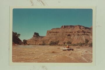 Down Gray Canyon from rapid at Mile 11 1/2 [above:  12] showing Gunnison Butte