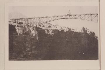 Navajo Bridge almost completed.  Copy of print in David C. Lowrey collection