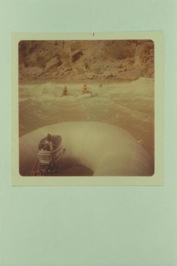 Man jumped from back of small raft on purpose- Wanted to swim through.  Vulcan Rapid running relatively low water