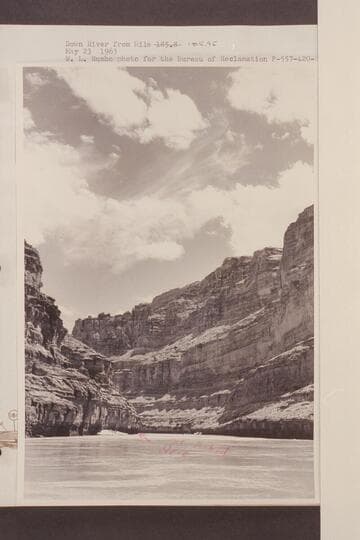 Down river from Mile 185.95.  Sent by Rusho 1964, Sep. 01 and marked by him to show where the party had searched for the 1836 D. Julien inscription