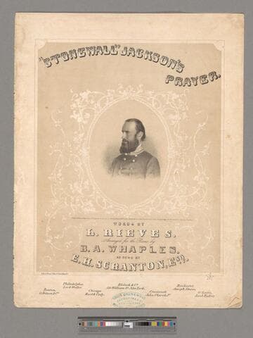 Stonewall Jackson's prayer / words by L. Rieves ; arranged by B. A. Whaples