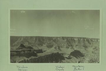 Morning view of South Rim from Wotan. From "the set of post card prints taken in situ on Wotan'[s Throne, 1954, Sep." From Bill Beatty to Bill Belknap