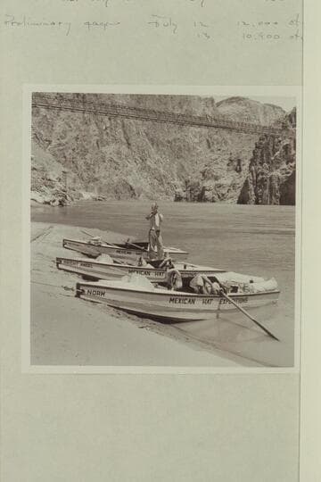 The three sadirons of the Mexican Hat Expeditions. At the suspension bridge, Bright Angel Creek