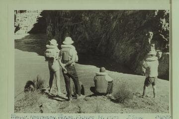 Reilly-Fulmer crew studying the surge at Mile 135.2; approximate gauge: 80,000 cfs