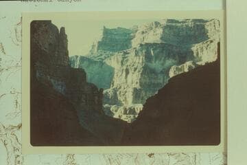 Across the Grand Canyon at mouth of National Canyon. By Butchart after he had reached this point via the bench above the left bank of National Canyon