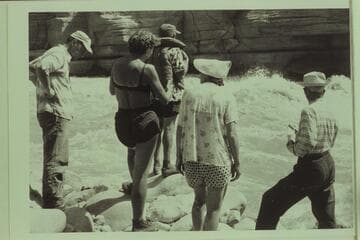 Members of Georgie White's party at Upset Rapid. Georgie is second from left