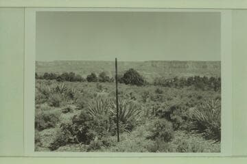 Southwest from about the center of Fishtail Mesa; left angle of No. 8 on aerial mosaic.  Photo #181 sent from Flagstaff Station 1962, Oct. 16; Ref. 4210