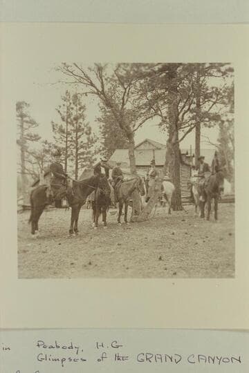 Party headed by Pete Berry leaving Grand View Hotel.  Berry on mule