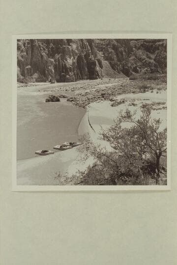 The three sadirons of the Mexican Hat Expeditions. Below the suspension bridge- Bright Angel Creek