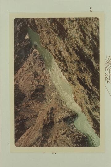 Bridge Canyon Rapid. John Harrington, Homer Morgan and Jorgen Visbak were returning to salvage the parts from the wrecked motorboat at Gneiss Canyon