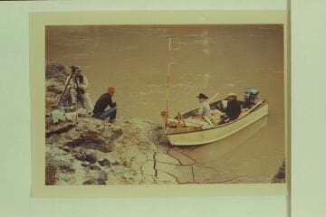 Arizona Power Authority crew just below Mile 189. Left to right: Wilson Auston, Bob Ripley, Lynn Morgan and Atwood Bundy