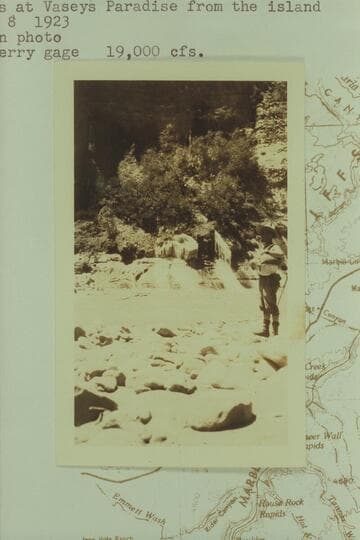 Springs at Vaseys Paradise from the island. Lees Ferry gauge: 19,000 cfs