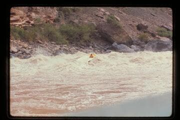 "Wee Yellow" up Vulcan Rapids, approximate gauge 17,400 cfs