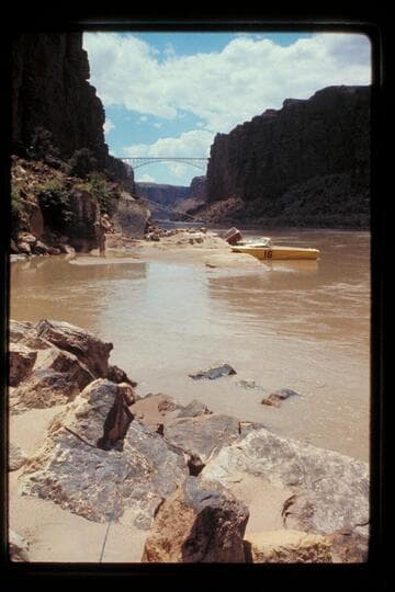 Camp and bridge, Mile 4; Marble Canyon