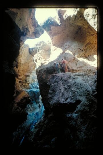 Climb up through block; Travertine Creek