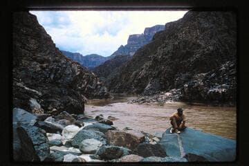 Up at Gueiss Canyon Rapids; Mack Miller takes a looksee
