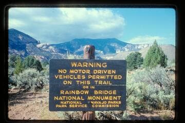 Sign on trail; Navajo Mountain