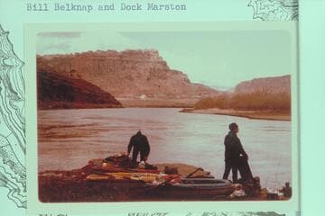 Bill Belknap and Dock Marston. End of the cruise 100' below the Hite Ferry landing at the left bank