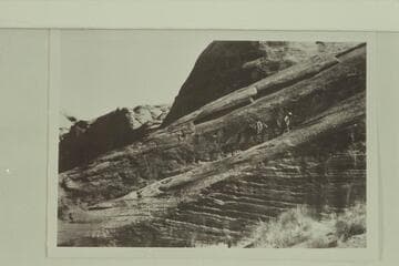 Blacks Trail and steps out of the canyon of the Escalante River.  Jess Barker is leading a horse up the trail