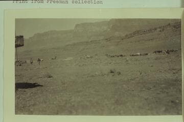 Camping at the Navajo Bridge dedication. Print from Freeman collection