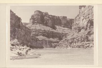 Dock and Margaret Marston in the "Joan" in Cataract Canyon. Down river to Dark Canyon from approximately Mile 183 1/2