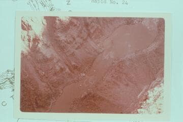 Rapid No. 22 at center of the picture and No. 23 at upper right. The low state of the river divides the drop of No. 22 into 2 states