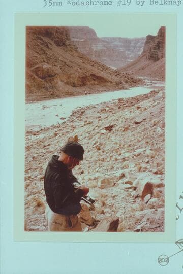 Dock pulls out register left in bottle at the Kolb inscription.  Rapid No. 23 in background.  Mile 202.25