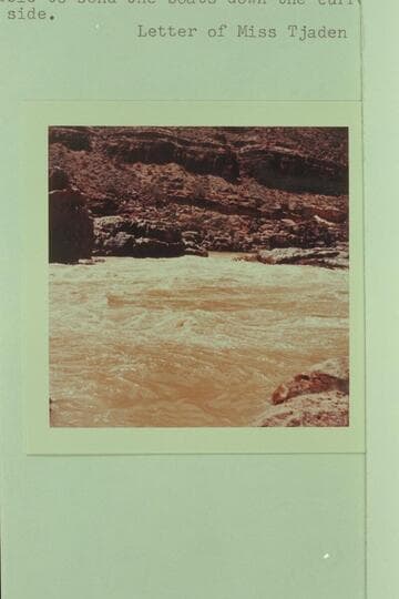 Bedrock Rapid.  Looking across the river toward head of the big rock in the middle of the river