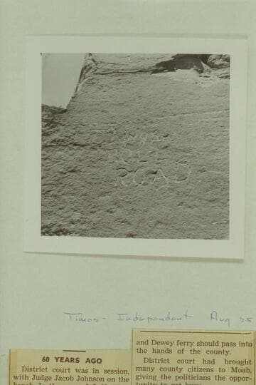 Inscription, "Kings Toll Road." On boulder near road at about Mile 85, Colorado River above Moab
