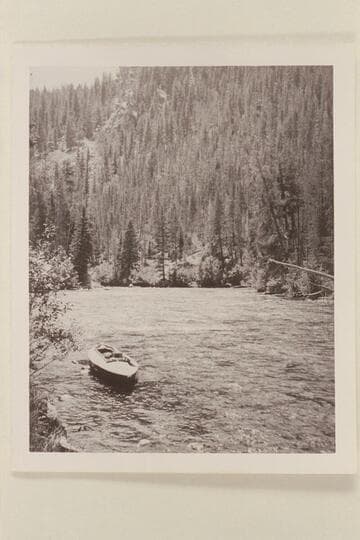 The kayak "Rob Roy" used by Harold H. Leich in his traverse of the upper Colorado. A few miles below the outlet of Grand Lake