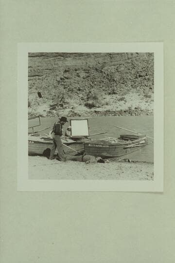 Major Powell (played by John Beal) looks at his brother Walter (played by Jim Drury) whom he has just knocked out, in the filming by Disney of "The Colorado River Story." Colorado River near Castle Creek