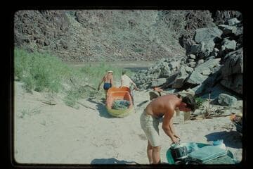 Hauling yaks to river at Diamond Creek