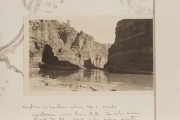 Will Chenowith at the plane table in Cataract Canyon near Mile 193-194