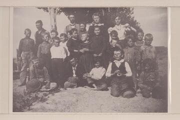Class at Hanksville School. Dave Rust is the teacher. 1899, Spring