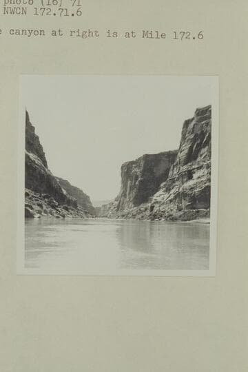 Down Narrow Canyon from approximately Mile 172.9.  The side canyon at right is at Mile 172.6