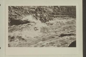 Boat "Edison" in Rapid #47.  Emery Kolb and Leigh Lint in boat.  10:30 AM.  Photo #182 in Tasker album