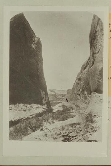 "Views on the Colorado River": Glen Canyon Series, no. 177. View looking out of short box canyon at mile 132.35, LB, to mouth of Smith Fork across Colorado River at mile 132.1