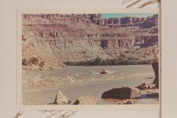 Harris-Brennan motorboat at head of Brown Betty Rapid.  Mile 212.  Cataract CAnyon