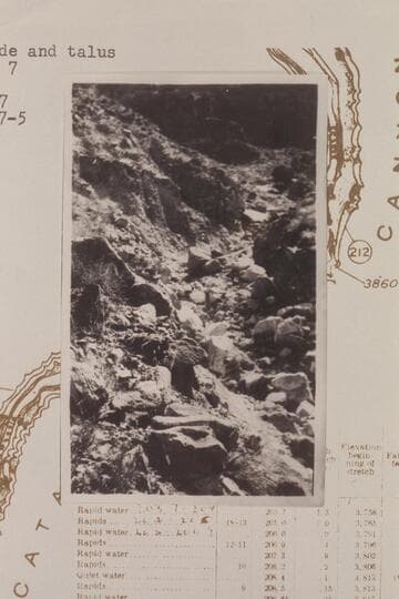 Lateral erosion in slide and talus.  East side at Rapid #7