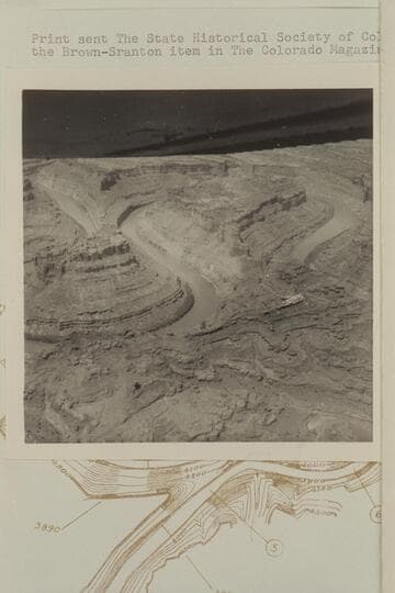 The Loop in the Colorado River between Miles 4 and 11 above the mouth of the Green River.  Kendrick planned the saving of considerable track by tunneling here