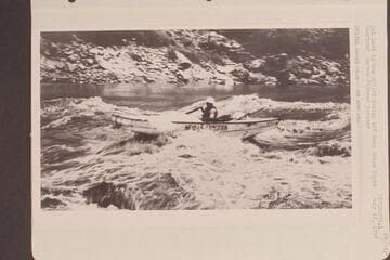 Del Reed in the "Botany" taking off into Hance Rapid