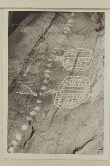 Indian paintings near the break-thru in the meander on Salt Creek. Indian Creek Basin