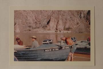 Buzz Belknap as Andy Hall in "Maid of the Canyon." Ballard Atherton as Frank Goodman; Roy Bolton at right. Bright Angel Creek